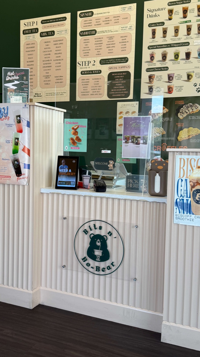 The Zalp screen on the order counter at Bits N Bo-Bear, Napier